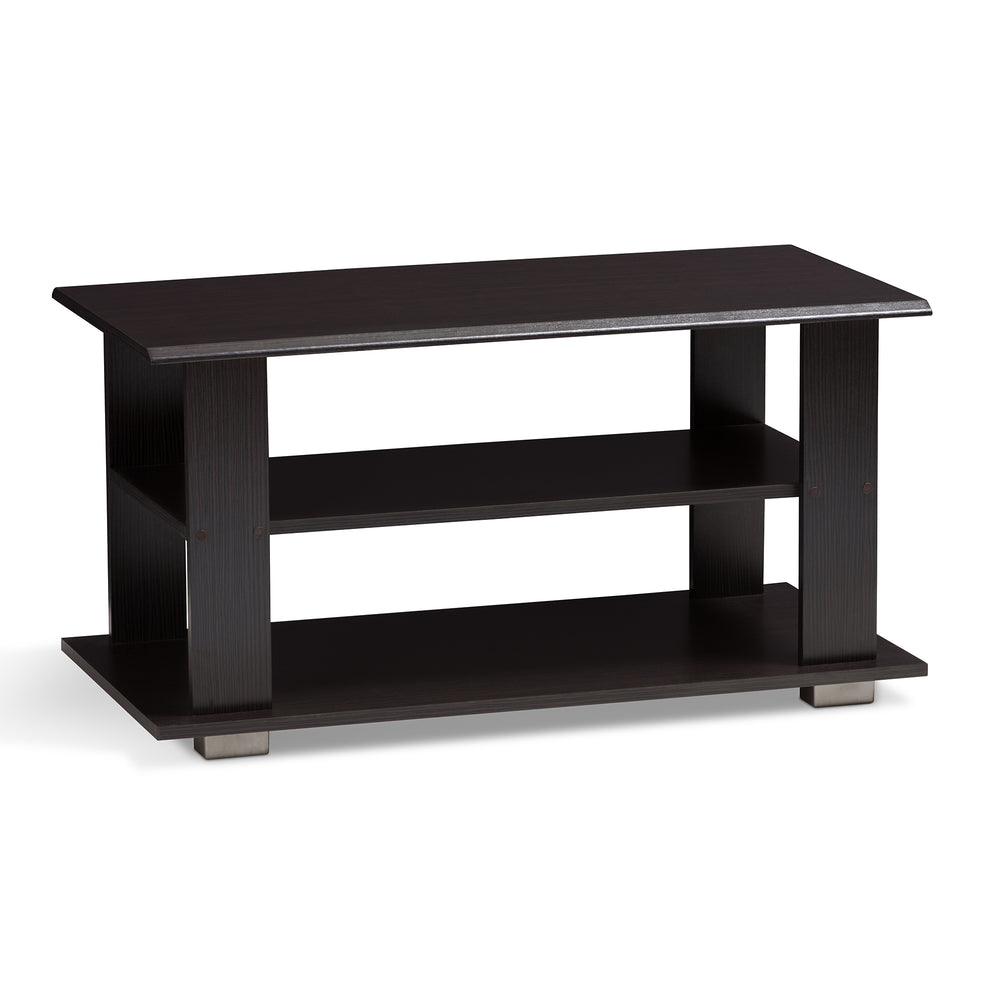 Urban Designs Mikayla Wooden Coffee Table in Wenge Brown Finish