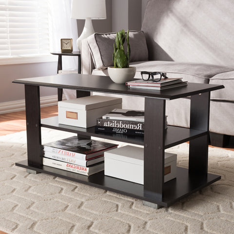 Urban Designs Mikayla Wooden Coffee Table in Wenge Brown Finish