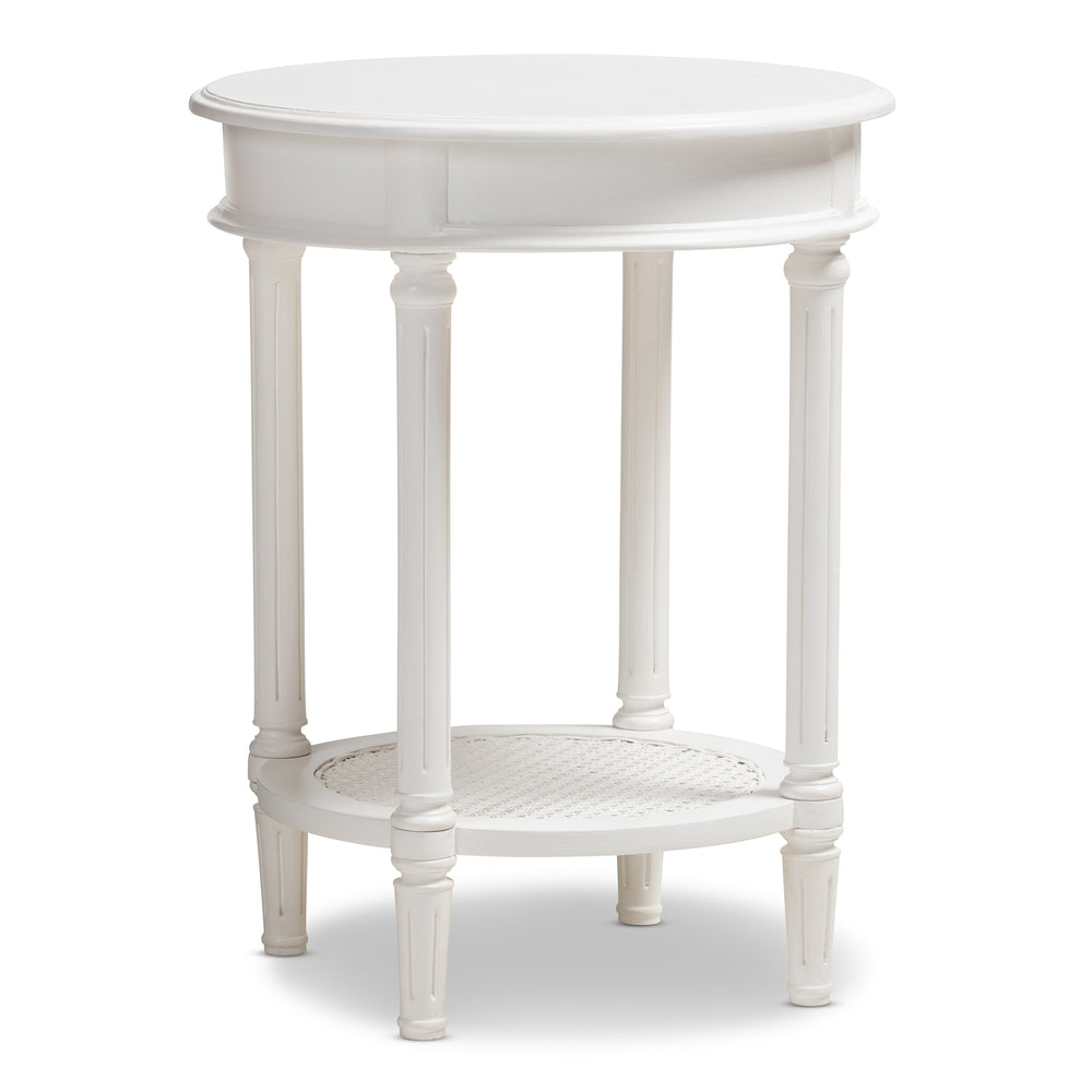 Urban Designs Francis Rustic Wooden End Table with Shelf in White