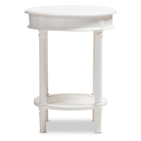 Urban Designs Francis Rustic Wooden End Table with Shelf in White