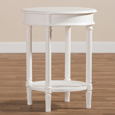 Urban Designs Francis Rustic Wooden End Table with Shelf in White