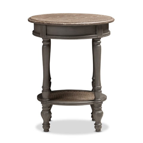 Urban Designs Jude Rustic Wooden End Table with Shelf in Brown