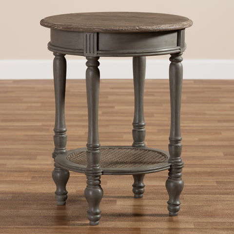 Urban Designs Jude Rustic Wooden End Table with Shelf in Brown