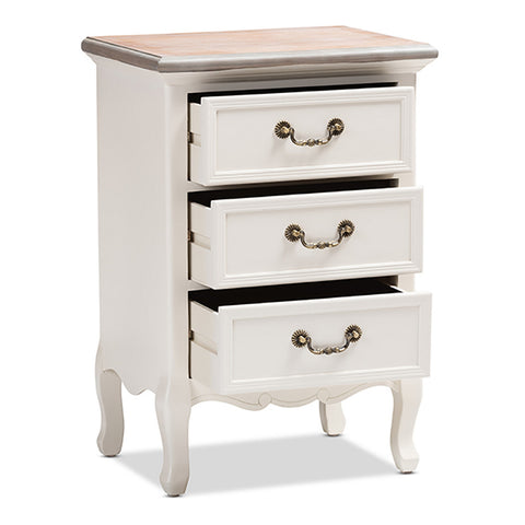 Urban Designs French Style Weathered Finish Nightstand - White