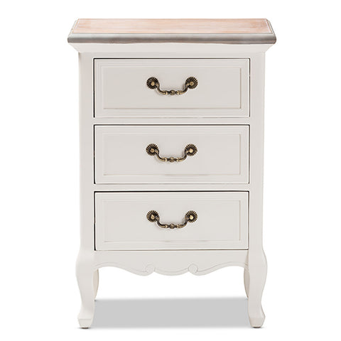 Urban Designs French Style Weathered Finish Nightstand - White