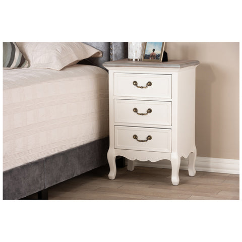 Urban Designs French Style Weathered Finish Nightstand - White