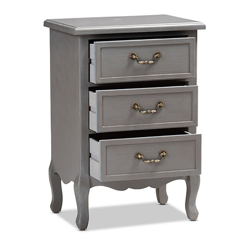 Urban Designs French Style Weathered Finish Nightstand - Grey