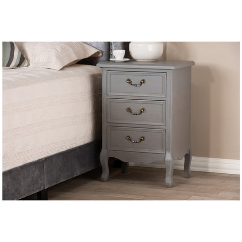 Urban Designs French Style Weathered Finish Nightstand - Grey