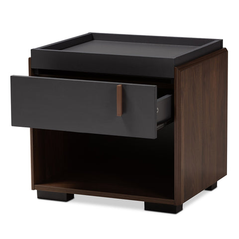 Urban Designs Tray Top Style Nightstand With Drawer and Shelf