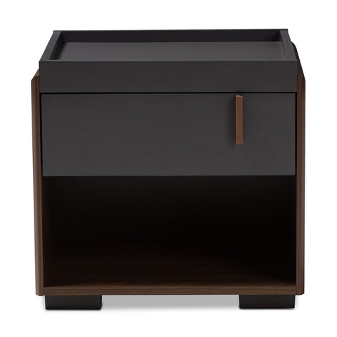 Urban Designs Tray Top Style Nightstand With Drawer and Shelf