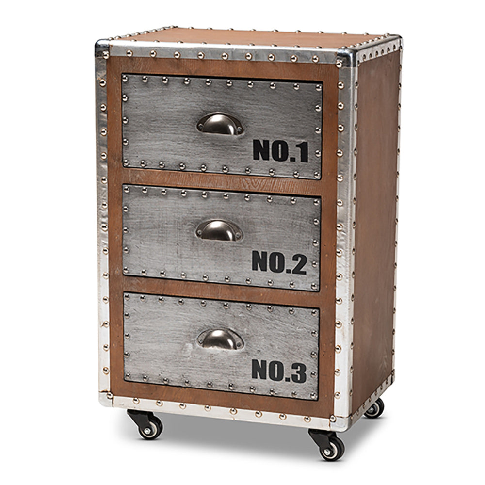 Urban Designs 26-Inch High Industrial Style Wheeled Nightstand