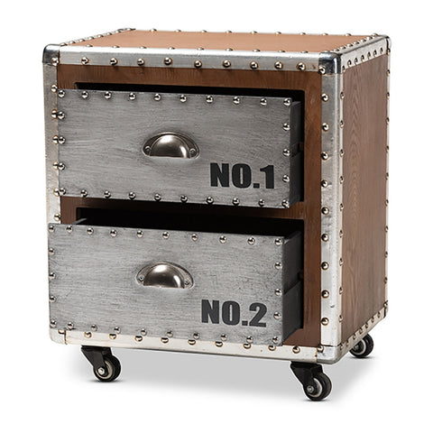 Urban Designs 19-Inch High Industrial Style Wheeled Nightstand