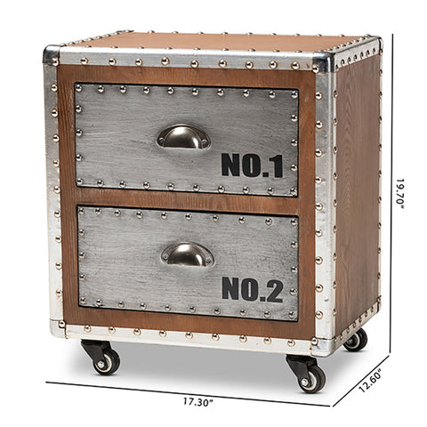 Urban Designs 19-Inch High Industrial Style Wheeled Nightstand