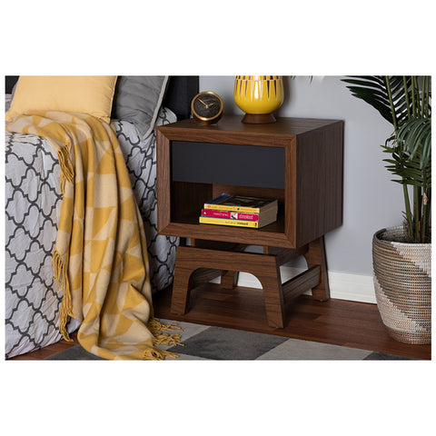 Urban Designs Old TV Style Nightstand With Drawer and Shelf