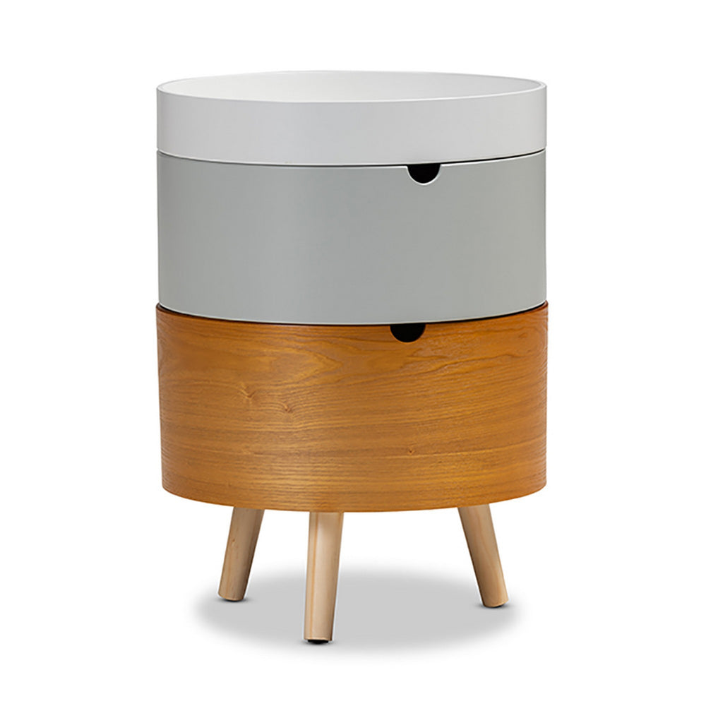 Urban Designs Round Boxes Nightstand With Top Removable Tray