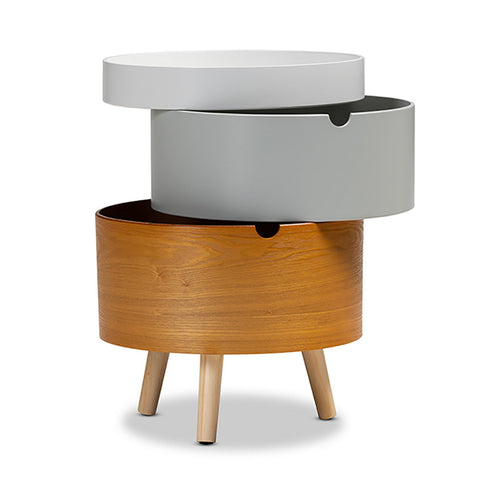 Urban Designs Round Boxes Nightstand With Top Removable Tray