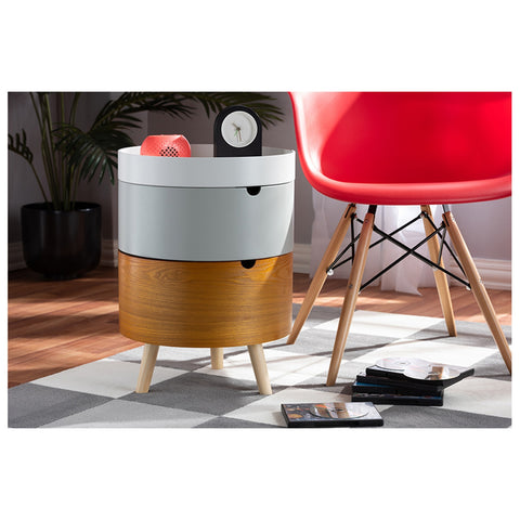 Urban Designs Round Boxes Nightstand With Top Removable Tray