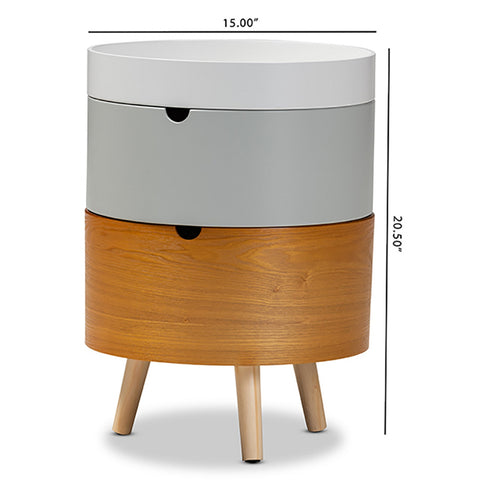 Urban Designs Round Boxes Nightstand With Top Removable Tray