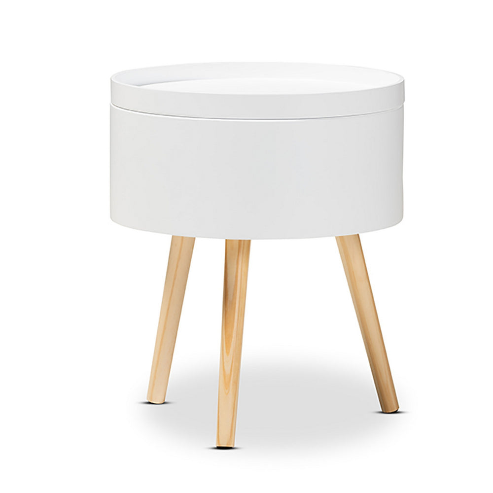Urban Designs Round Box Nightstand With Top Removable Tray - Dark Grey
