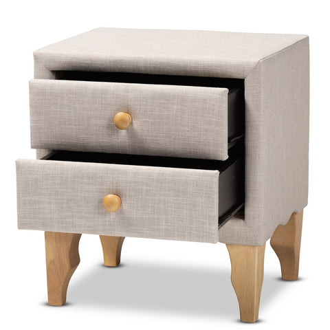 Urban Designs Soft Fabric Upholstered Nightstand - Beige