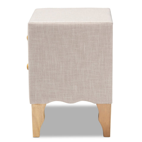 Urban Designs Soft Fabric Upholstered Nightstand - Beige