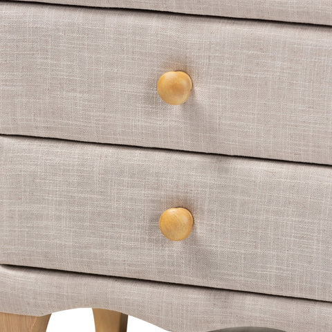 Urban Designs Soft Fabric Upholstered Nightstand - Beige