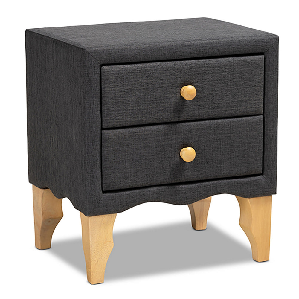 Urban Designs Soft Fabric Upholstered Nightstand - Black