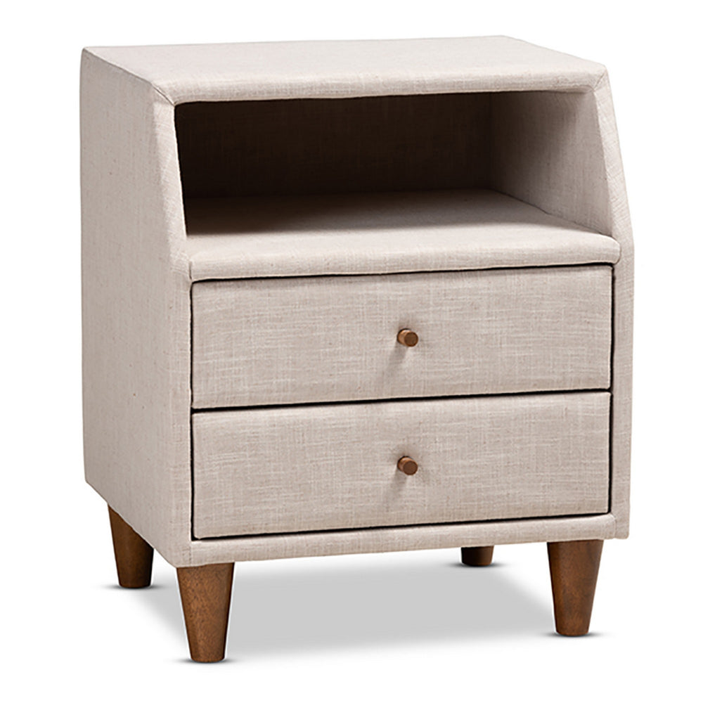 Urban Designs Soft Fabric Upholstered Open Shelf Nightstand - Beige