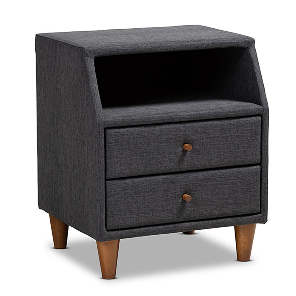 Urban Designs Soft Fabric Upholstered Open Shelf Nightstand - Black