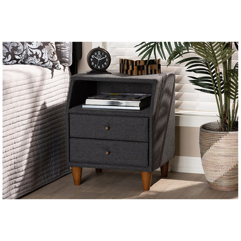 Urban Designs Soft Fabric Upholstered Open Shelf Nightstand - Black