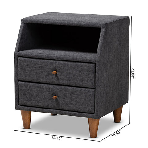 Urban Designs Soft Fabric Upholstered Open Shelf Nightstand - Black