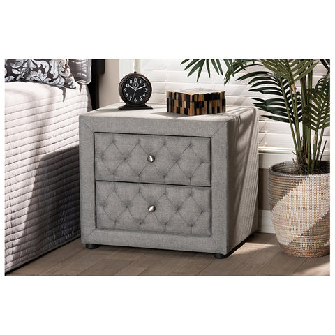 Urban Designs Diamond Pattern Upholstered Nightstand - Grey
