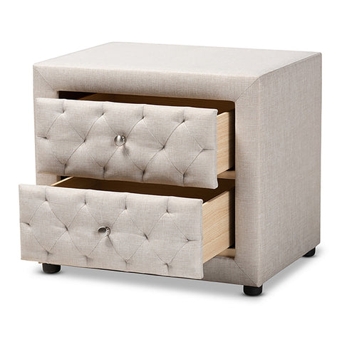 Urban Designs Diamond Pattern Upholstered Nightstand - Beige