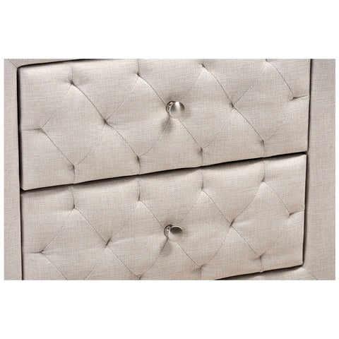 Urban Designs Diamond Pattern Upholstered Nightstand - Beige