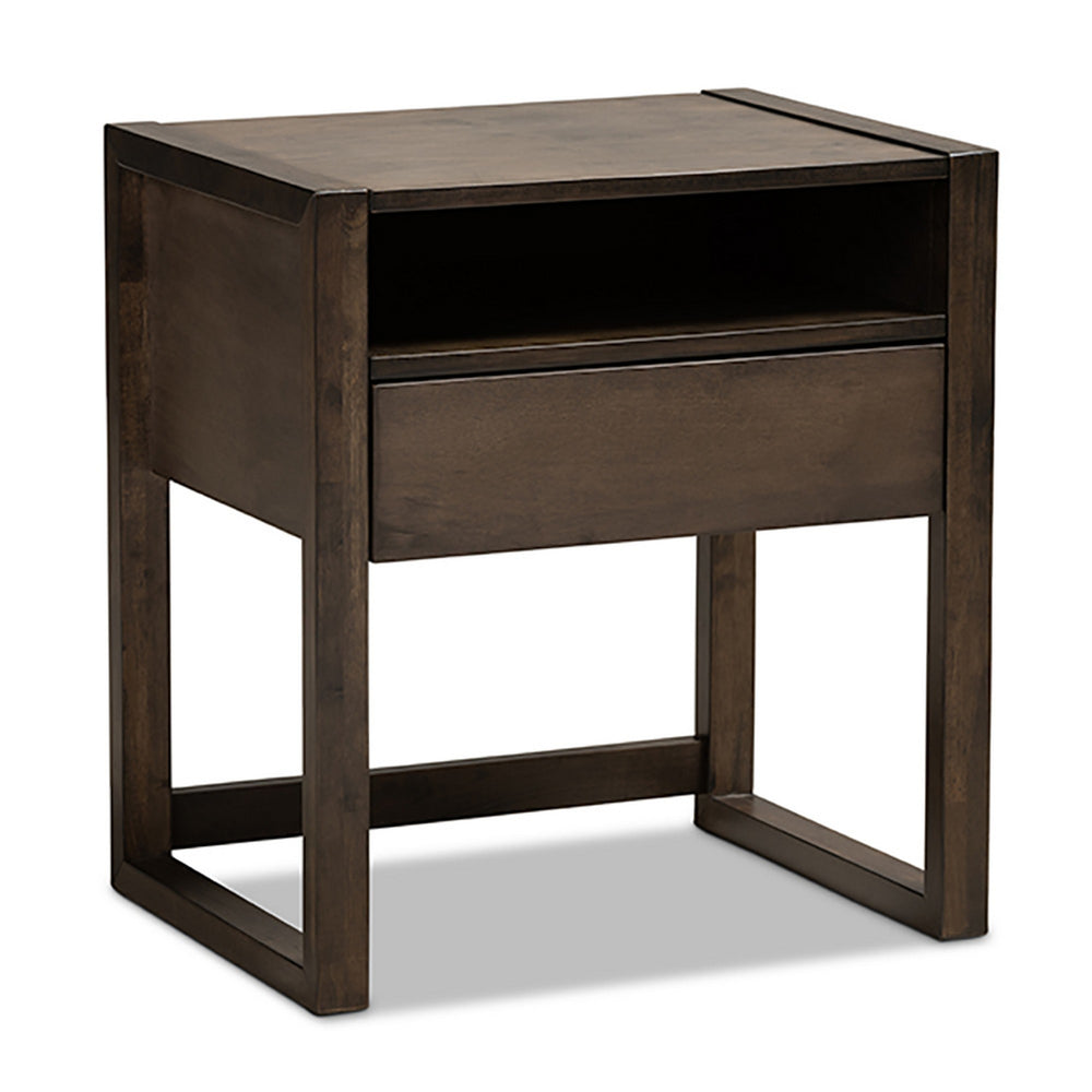 Urban Designs Ash Brown Finish Wood Nightstand With Drawer