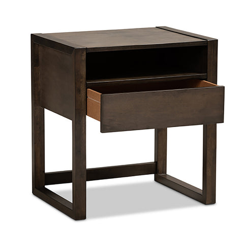 Urban Designs Ash Brown Finish Wood Nightstand With Drawer