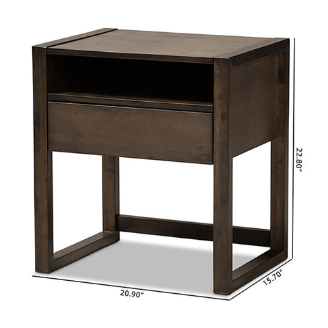 Urban Designs Ash Brown Finish Wood Nightstand With Drawer