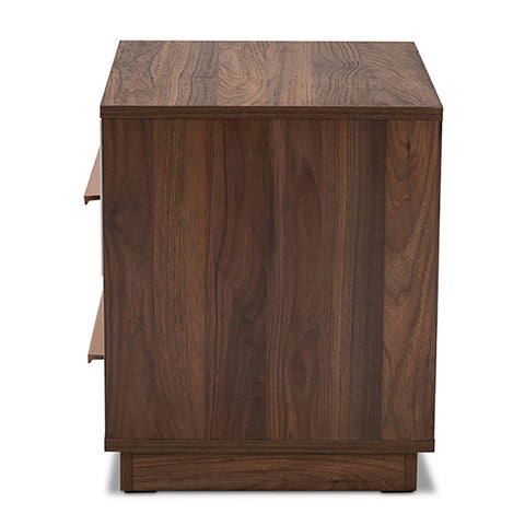 Urban Designs Two-Tone White and Walnut Nightstand