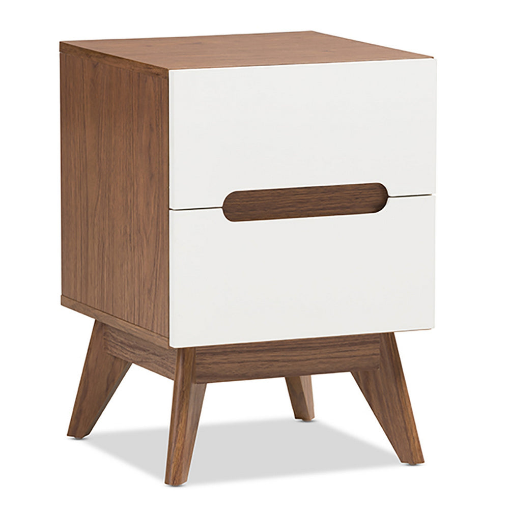 Urban Designs Two Tone White and Walnut Nightstand