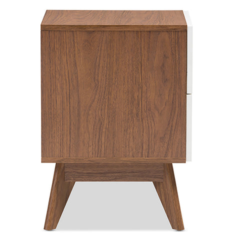 Urban Designs Two Tone White and Walnut Nightstand