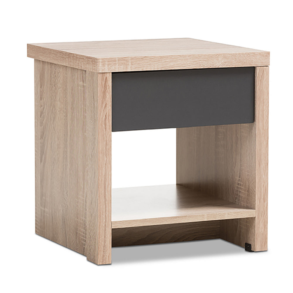 Urban Designs Contemporary Two-Tone Oak and Grey Nightstand