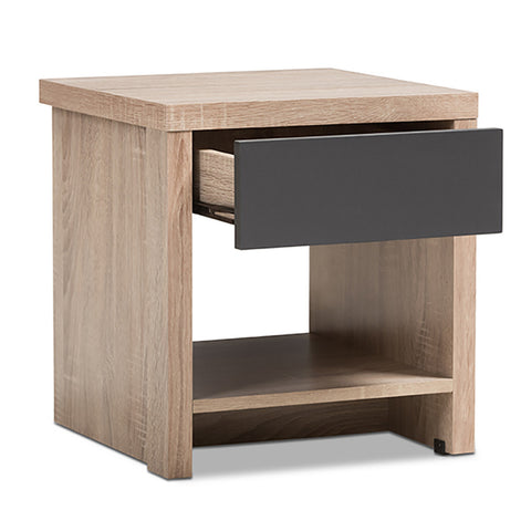 Urban Designs Contemporary Two-Tone Oak and Grey Nightstand