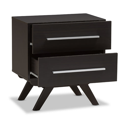 Urban Designs Angular Legs 2-Drawer Nightstand - Dark Brown