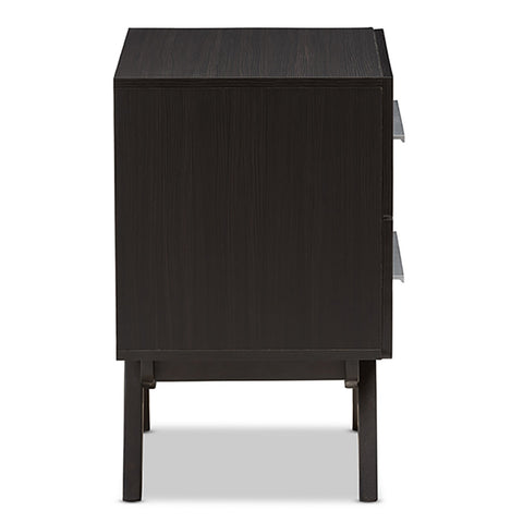 Urban Designs Angular Legs 2-Drawer Nightstand - Dark Brown