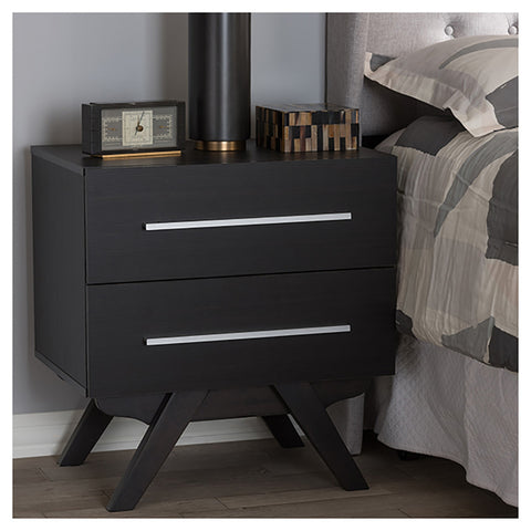 Urban Designs Angular Legs 2-Drawer Nightstand - Dark Brown