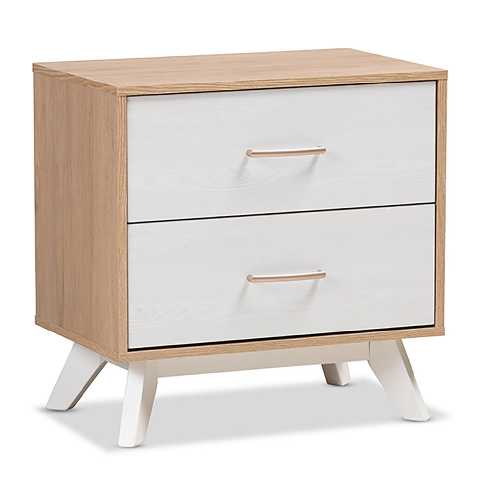 Urban Designs Two Tone Natural Oak and White Nightstand