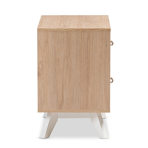 Urban Designs Two Tone Natural Oak and White Nightstand