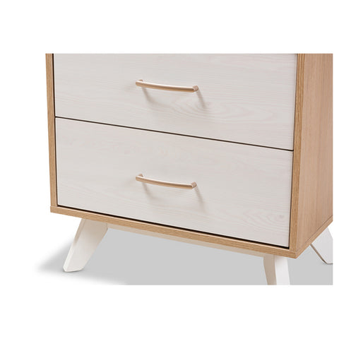 Urban Designs Two Tone Natural Oak and White Nightstand