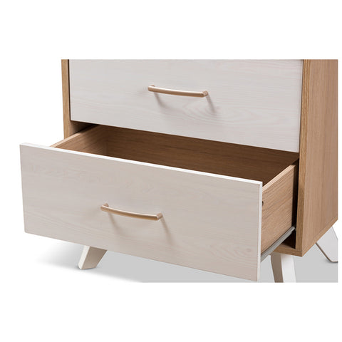 Urban Designs Two Tone Natural Oak and White Nightstand