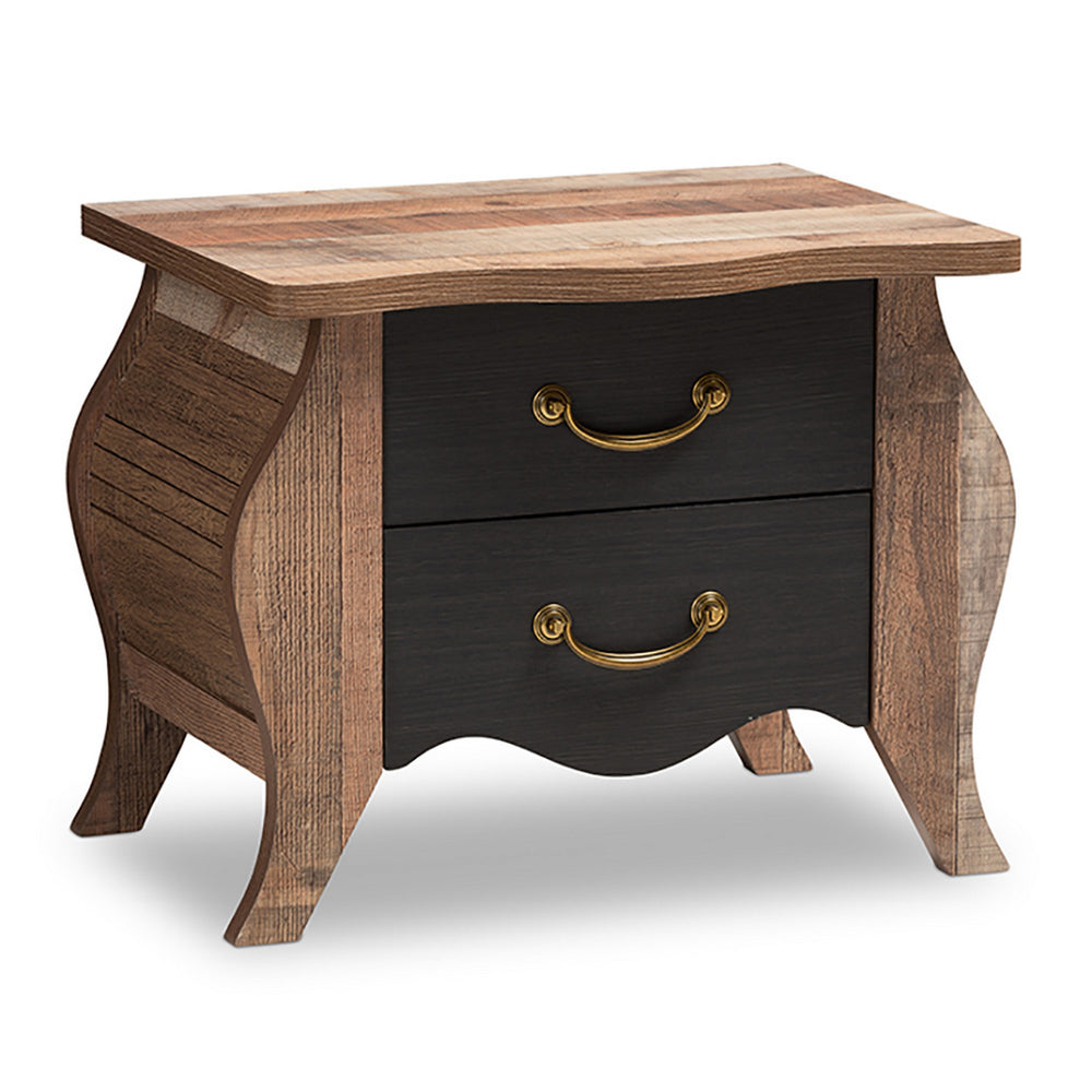 Urban Designs Two Tone Black and Oak Finish Nightstand